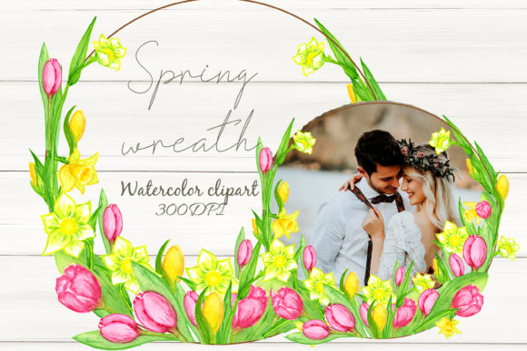 A Wreath of Flowers, a Watercolor Frame