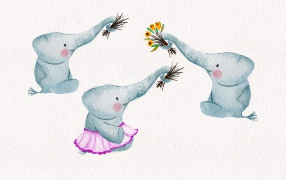 Baby Elephant Boy Girl Png Watercolor Illustrations