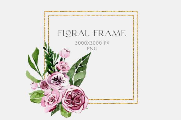 Beautiful Watercolor Gold Frame: Premium Illustrations