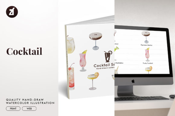 Cocktail Set3 Watercolor Illustration