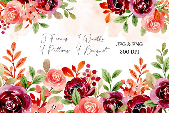 Digital Clipart Floral Watercolor Part24 Illustrations