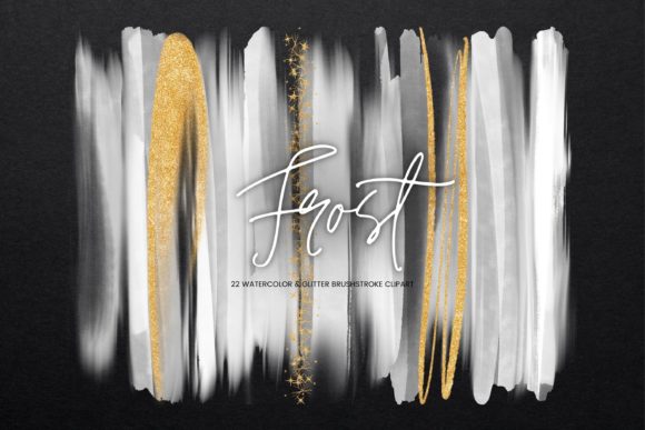 Frost White Watercolor Brush Stroke Illustrations