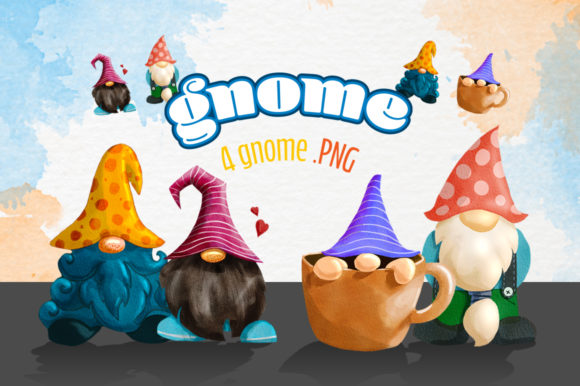 Gnomes Watercolor Clipart Pack for Illustrations