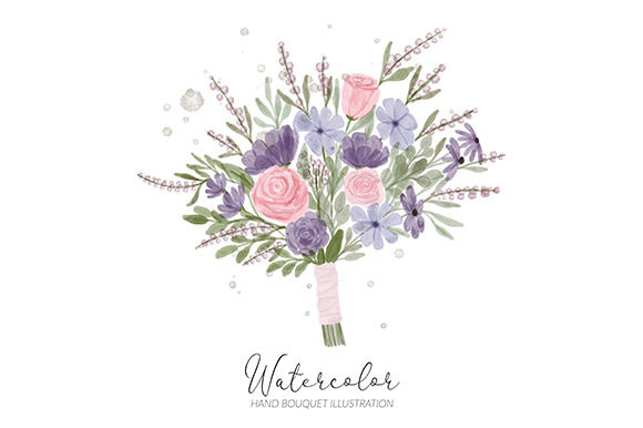Hand Bouquet Floral Watercolor Style Illustrations