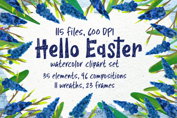 Hello Easter Watercolor Set: Fresh Illustrations