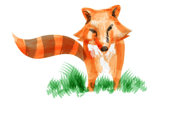Illustration Watercolor Fox in Jungle for Illustrations