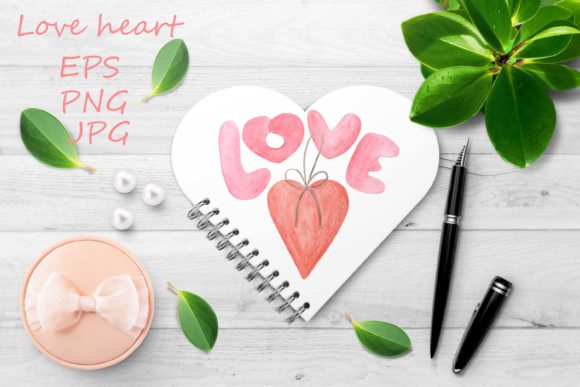 Love and Heart. Watercolour Pencils. Illustrations