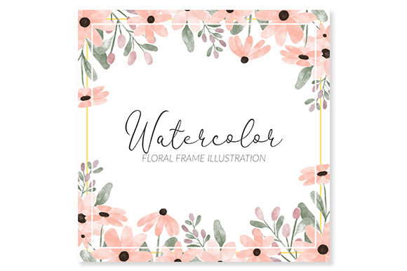 Peach Flower Watercolor Floral Frame Illustrations