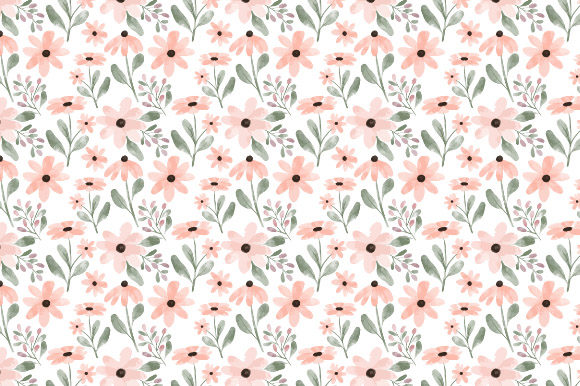 Peach Petal Flower Watercolor Pattern and Illustrations