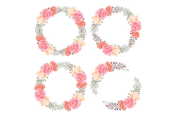 Peony Flower Wreath Watercolor Set: Premium Illustrations