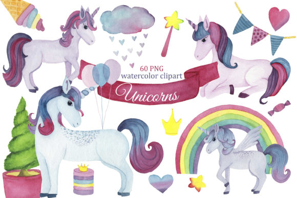 Unicorn Watercolor Clipart, Unicorn Png