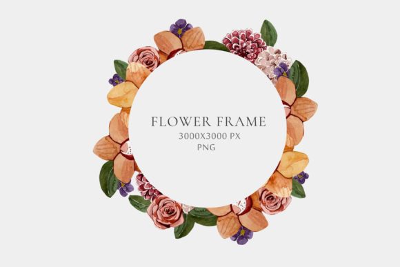 Watercolor Beautiful Floral Wreath: Premium Illustrations