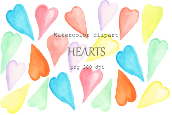 Watercolor Clipart Heart, Heart Frame, Illustrations
