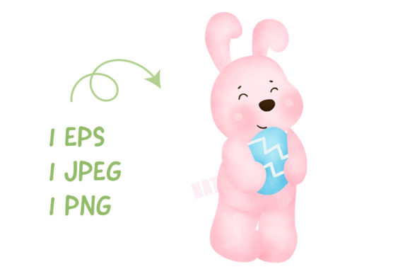 Watercolor Cute Rabbit Bunny Clipart and Illustrations