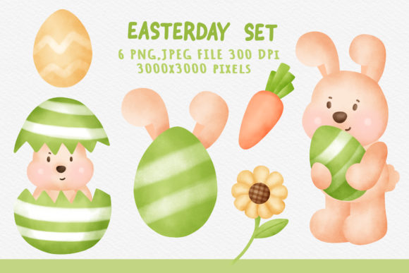 Watercolor Easter Day Clipart Bundle