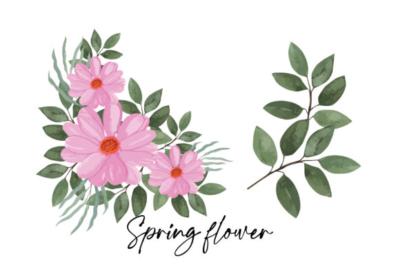 Watercolor Elegant Spring Flowers Set