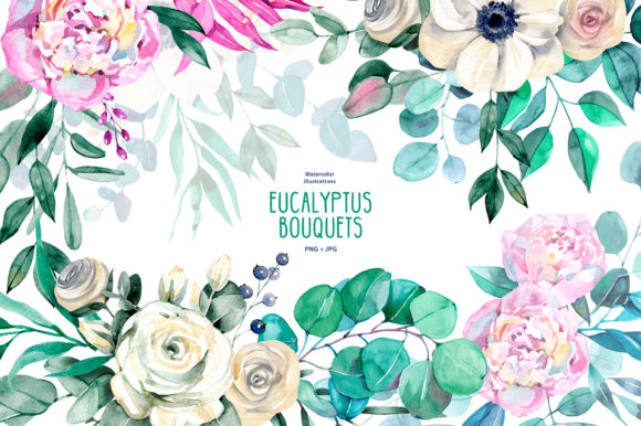 Watercolor Eucalyptus Bouquets Illustrations