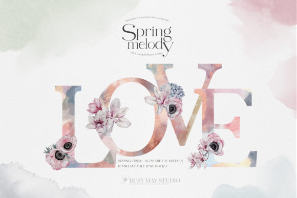 Watercolor Floral Alphabet Numbers PNG