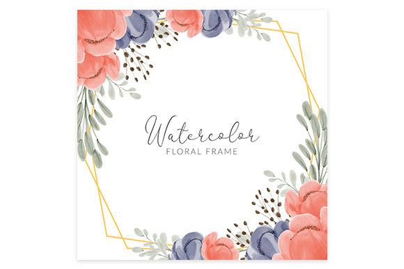 Watercolor Floral Bouquet Square Frame Illustrations