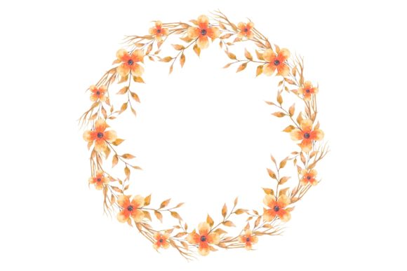 Watercolor Floral Wreath Frame Illustrations