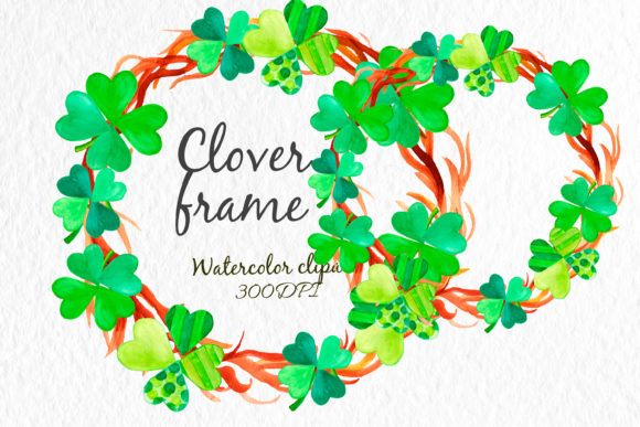 Watercolor Green Frame, Illustrations