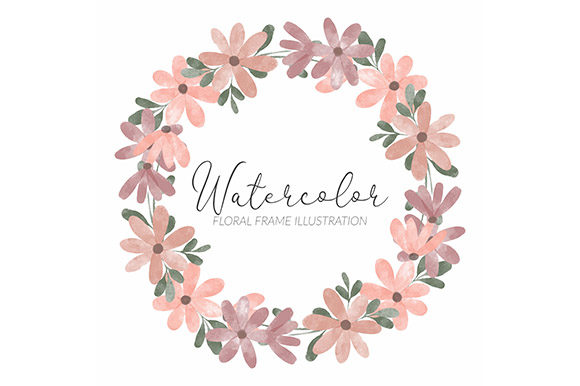 Watercolor Petal Flower Circle Frame Illustrations