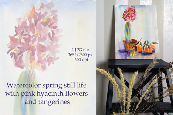 Watercolor Pink Hyacinth Flower Illustrations
