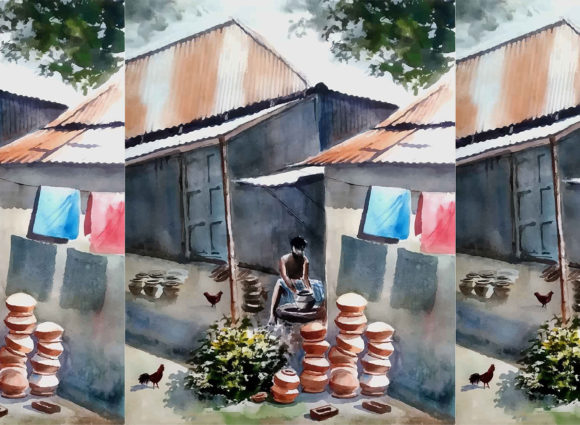 Watercolor Pottery Hand Drawn Illustrati