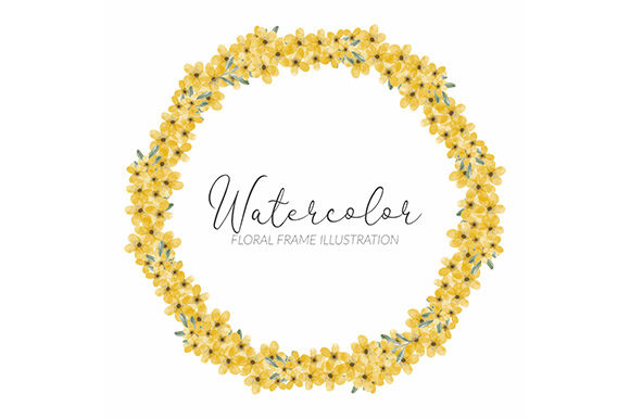 Watercolor Yellow Wildflower Wreath Illustrations